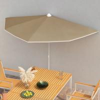 Parasol half met paal 180x90 cm taupe