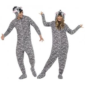 Onesie zebra voor volwassenen