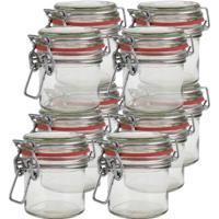 Weckpot/inmaakpot - 10x - glas - 100 ml - met beugelsluiting - transparant