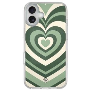 iPhone 16 hybride hoesje - Groen hart swirl