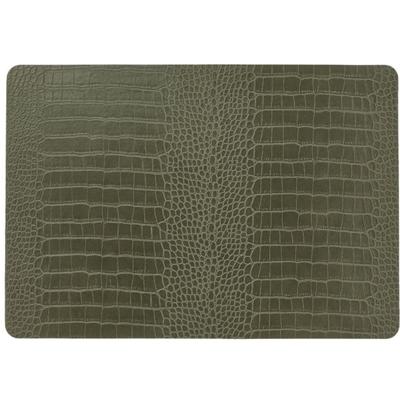 Unique Living placemats Croco lederlook - 1x - 43 x 30 cm - donkergroen - pvc - tafel onderleggers