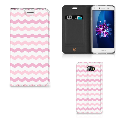 Huawei Y5 2 | Y6 Compact | Hoesje met Magneet | Waves Roze