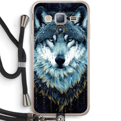 Darkness Wolf: Samsung Galaxy J3 (2016) Transparant Hoesje met koord