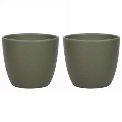 Floran Bloempot - 3x - mat - dennen groen - keramiek - kamerplant - 19 x 22 cm