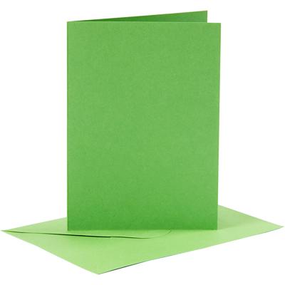Creativ Company Kaarten en enveloppen, afmeting kaart 10,5x15 cm, afmeting envelop 11,5x16,5 cm, 110+220 gr, groen, 6 set/ 1 doos