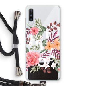 Hello in flowers: Samsung Galaxy A70 Transparant Hoesje met koord