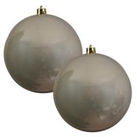 Decoris Kerstbal - 2x - licht parel/champagne - groot - 20 cm - kunststof - glans Decoris Kerstbal - 2x - licht parel/champagne - groot - 20 cm - kunststof - glans