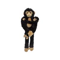 Nature Planet pluche knuffel Chimpansee met baby - 48 cm - zwart - Apen knuffels