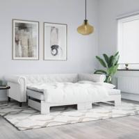 Slaapbank onderschuifbed en matrassen 90x200 cm kunstleer wit