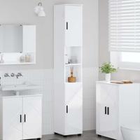 Hoge badkamerkast Hoogglans wit 30 x 35 x 192 cm Bewerkt hout