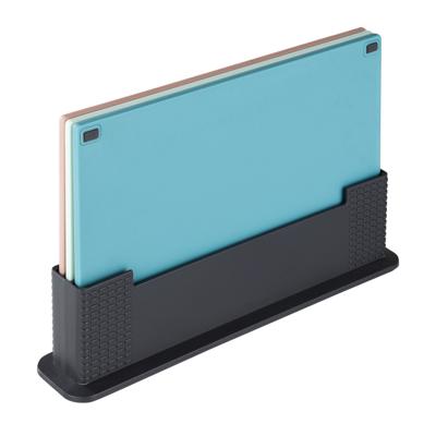 Set van 3 snijplanken - multicolor - kunststof - 35 x 7 x 23 cm - met standaard