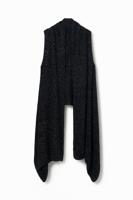 Lange gemêleerde open poncho met lurex - BLACK - U