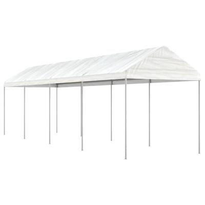 Prieel met dak 8,92x2,28x2,69 m polyetheen wit