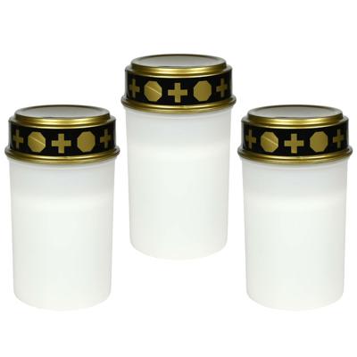 Benson Grafkaars/gedenklicht - 3x - LED licht - wit - waterbestendig - op batterijen - D6,5 x 12 cm