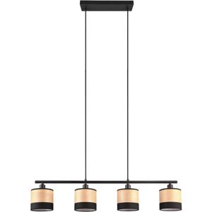 LED Hanglamp - Trion Lazo - E14 Fitting - 4-lichts - Rechthoek - Mat Zwart - Metaal
