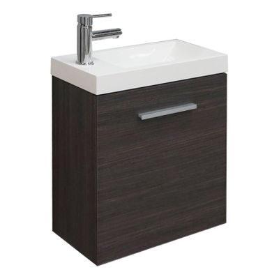 Xellanz Zenti fonteinkast met mineraalmarmer wastafel 50x25x55 cm grijs houtnerf