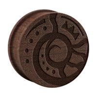 Ribbed Plug met Maori Design Hout Tunnels & Plugs - thumbnail