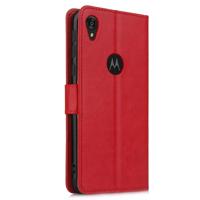 Retro Crazy Horse textuur horizontale Flip lederen case voor Motorola Moto E6 met houder & kaartsleuven & fotolijstjes (rood)