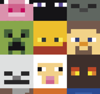 Gaming gepixelde gezichten behang tienerkamer
