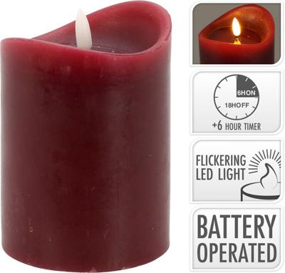 Led Candle 90X125 mm Dark Red - Nampook