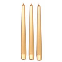 Enlightening Candles Dinerkaarsen - 12x stuks - metallic goud - 8 branduren - 25 cm - kandelaar kaar