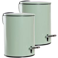 3x stuks metalen vuilnisbakken/pedaalemmers groen 3 liter 23 cm