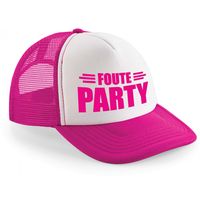 Foute party snapback/cap - roze/wit - pet - dames/heren - feestkleding - thumbnail