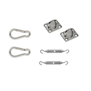 Schaduwdoek 2 puntig ophangaccessoires RVS 6-delig / ophangen schaduwdoek