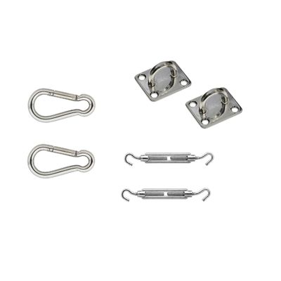 Schaduwdoek 2 puntig ophangaccessoires RVS 6-delig / ophangen schaduwdoek
