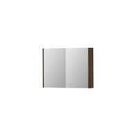INK SPK1 Spiegelkast - 80x14x60cm - 2 deuren - dubbelzijdige Spiegel - schakelaar en stopcontact - MDF Fineer Chocolate 1110573 - thumbnail