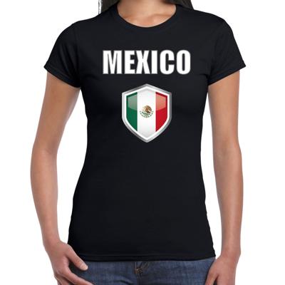 Mexico landen supporters t-shirt - zwart - dames - fan kleding - korte mouwen