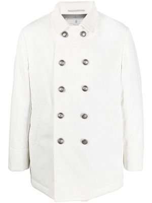 Brunello Cucinelli caban croisé en velours côtelé - Blanc
