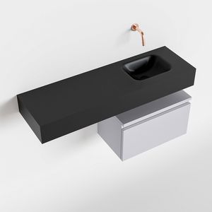 Toiletmeubel Mondiaz Andor | 100 cm | Meubelkleur Cale | Lex vrijhangend wastafel Urban Rechts | Zonder kraangat