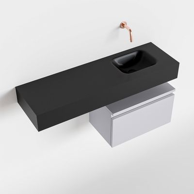 Toiletmeubel Mondiaz Andor | 100 cm | Meubelkleur Cale | Lex vrijhangend wastafel Urban Rechts | Zonder kraangat