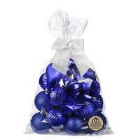 Kerstballen en ornamenten - 30x - kunststof - kobalt blauw -in giftbag