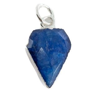 Edelsteen Hanger Saffier (gekleurd) Diamantvorm - Verzilverd - 15 x 12 mm