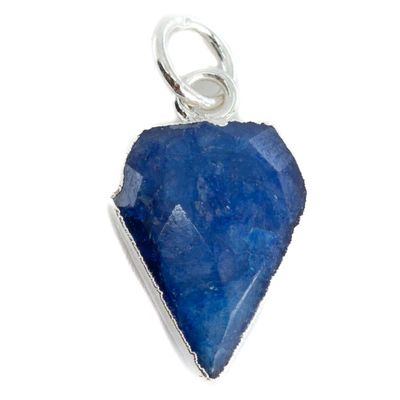 Edelsteen Hanger Saffier (gekleurd) Diamantvorm - Verzilverd - 15 x 12 mm