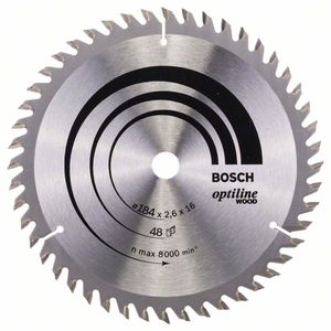 Bosch Accessoires Cirkelzaagblad Optiline Wood 184 x 16 x 2,6 mm, 48 1st - 2608641181