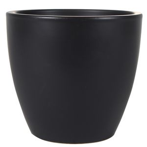 Plantenpot/bloempot in een strakke Scandinavische look zwart Dia 24 cm en Hoogte 22 cm