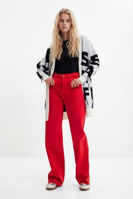 Straight fit cropped jeans - RED - 42