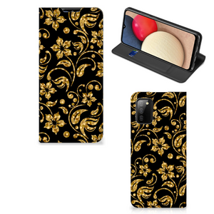 Samsung Galaxy M02s | A02s Smart Cover Gouden Bloemen