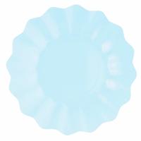 Feestbordjes met schulprand - 8x - baby blauw - rond - karton - 27cm