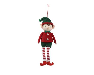 Kersthanger elf met een rood shirt 23 cm