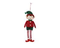 Kersthanger elf met een rood shirt 23 cm
