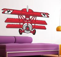 Sticker tekening rood vliegtuig