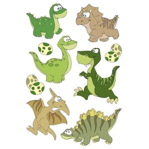 1x Dinosaurus met wiebeloogjes stickervel met 9 stickers   -