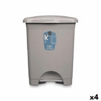 Pedaalemmer Grijs Plastic 30 L (4 Stuks)