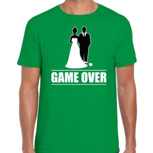 Vrijgezellen feest t-shirt voor heren - Game Over - groen - bachelor party/bruiloft