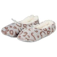 Apollo ballerina sloffen - fleece - beige - antislip - dierenprint