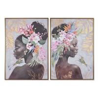 Schilderij Home ESPRIT Koloniaal Afrikaanse 70 x 3,5 x 100 cm 70 x 3,5 x 100,5 cm (2 Stuks)